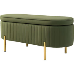 Panca Fondo Letto Ovale da 72L in Tessuto Effetto Velluto Verde - Homcom