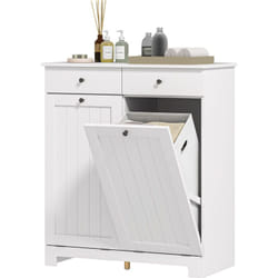 Homcom - Mobile Portabiancheria Bagno con 2 Ceste Rimovibili e 2 Cassetti Bianco