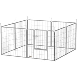 Recinto per Cani 8 Pannelli Pieghevole Altezza 80cm con Porta Argento - Pawhut