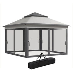 Gazebo da Giardino Regolabile su 3 Livelli con Pareti Grigio - Outsunny