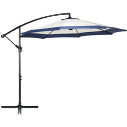 Ombrellone Decentrato Ø3x2 m con Base a Croce Blu e Crema - Outsunny