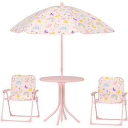 Set Tavolo, 2 Sedie e Ombrellone da Giardino per Bimbi 2-5 Anni Rosa - Aiyaplay