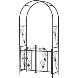 Outsunny - Arco da Giardino per Rampicanti con Cancello in Metallo 2.2x1 m Nero