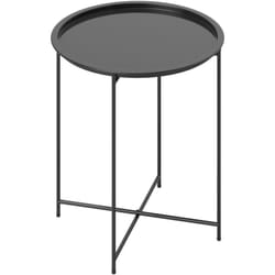 Tavolino da Esterno con Vassoio Rimovibile Gambe Pieghevoli Ø46cm Nero - Outsunny