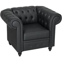 Homcom - Poltrona in Finta Pelle pu Stile Chesterfield con Gambe in Legno Nero