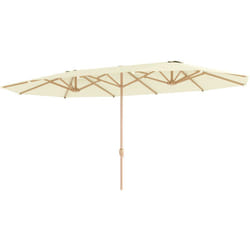 Ombrellone da Giardino Doppio con Manovella 455x265x238 cm Beige - Outsunny