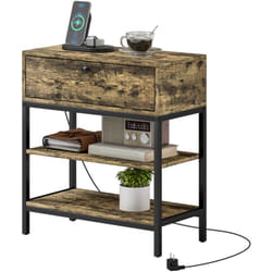 Homcom - Tavolino da Salotto con Cassetto e 2 Ripiani Industriale Nero e Marrone
