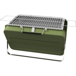 Barbecue Portatile a Carbonella Pieghevole a Valigetta 47x30x28cm Verde - Outsunny