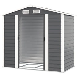 Capanno da Giardino in Metallo 2 Porte Scorrevoli 2.1x1.2x1.9m Grigio - Outsunny