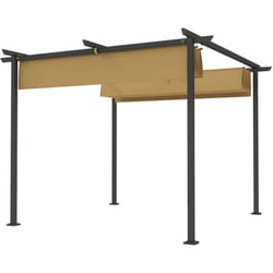 Outsunny - Gazebo Pergola 3x3 m con Tetto Retrattile Beige e Nero