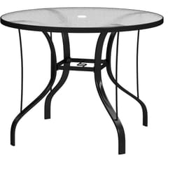 Tavolino Rotondo da Esterni con Foro per Ombrellone Nero - Outsunny