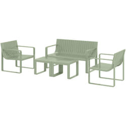Outsunny - Set da Esterno 5 Pz con Divanetto 2 Poltroncine e 2 Tavolini Verde