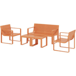 Outsunny - Set da Esterno 5 Pz con Divanetto 2 Poltroncine e 2 Tavolini Arancione