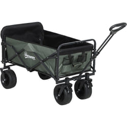 Outsunny Carrello da Esterno da 95L Pieghevole con Pannello Apribile Verde