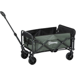 Outsunny - Carrello da Esterno da 72L Pieghevole con Pannello Apribile Verde