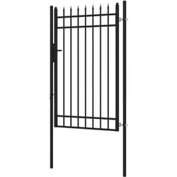 Cancello Giardino con Serratura e 2 Paletti in Acciaio Nero - Outsunny
