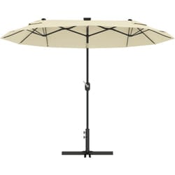 Ombrellone da Giardino con Luci led e Base a Croce Bianco Crema - Outsunny