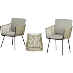 Set da Esterno 2 Sedie in Rattan e Tavolino in Vetro Stile Boho Caffè - Outsunny
