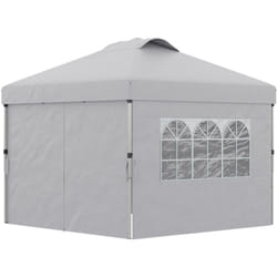 Gazebo Pieghevole 3x3m con Finestre, Altezza Regolabile e Borsa Grigio - Outsunny