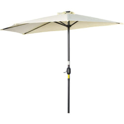 Outsunny - Ombrellone Semicircolare con Manovella, 20 led a Energia Solare Beige