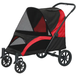 Pawhut - Passeggino per Cani Taglia Grande Pieghevole con Guinzagli Nero