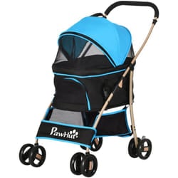 PawHut Passeggino Cani Pieghevole Convertibile in Trasportino Azzurro e Nero
