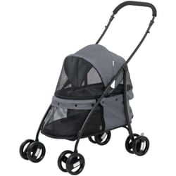 Passeggino Cani Pieghevole con Tettuccio Regolabile Grigio e Nero - Pawhut