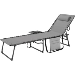 Outsunny - Sdraio Pieghevole e Reclinabile a 5 Livelli con Cuscino Grigio