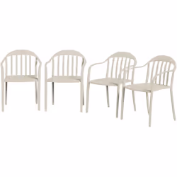 Descrizione: Organizza i tuoi incontri all'aperto in comodità con il nostro set di 4 sedie da giardino Outsunny impilabili. G ...