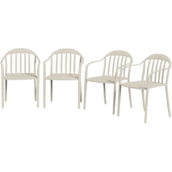 Set 4 Sedie per Esterno Impilabili con Braccioli in pp Bianco - Outsunny