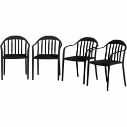 Descrizione: Organizza i tuoi incontri all'aperto in comodità con il nostro set di 4 sedie da giardino Outsunny impilabili. G ...
