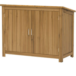 Outsunny Capanno Porta Attrezzi in Legno con 2 Porte e 2 Ripiani 110x50x85 cm