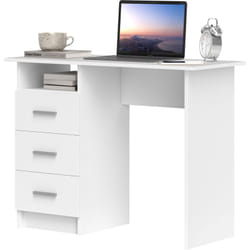 Homcom - Scrivania con Cassetti e Ripiano Aperto in Legno Bianco e Marrone