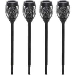 Outsunny Set 4 Luci da Giardino LED a Energia Solare Ø12x72 cm Nero