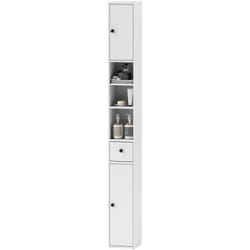 Homcom - Mobile Colonna Bagno con 2 Armadietti, 3 Ripiani Aperti e Cassetto Bianco