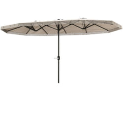 Ombrellone da Giardino Doppio a 12 Stecche con Manovella Bianco Crema - Outsunny
