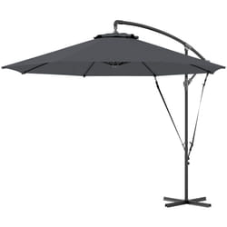 Ombrellone a Braccio Ø3m Girevole Inclinabile e Manovella Grigio Scuro - Outsunny