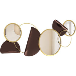 Homcom - Specchio Rotondo da Parete con Decorazione in Metallo 3D Oro