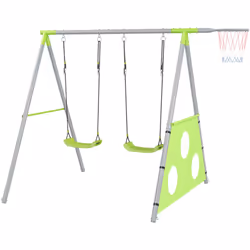 Descrizione: Crea un paradiso da gioco per i tuoi bambini con questa altalena da giardino AIYAPLAY! La struttura offre un des ...