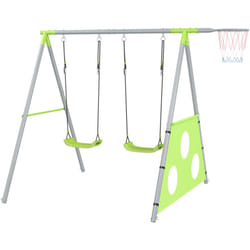 Gioco per Bambini con 2 Altalene, Canestro e Porta 238x180x182 cm - Aiyaplay