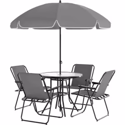 Descrizione: Il nostro elegante set da giardino Outsunny da 6 pezzi offre un supporto completo per rilassarsi o pranzare all' ...