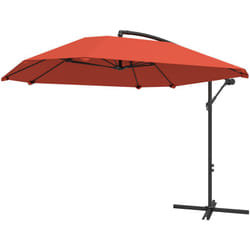 Ombrellone a Braccio con Copertura Regolabile e Base a Croce Rosso - Outsunny