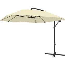 Ombrellone a Braccio con Copertura Regolabile e Base a Croce Crema - Outsunny