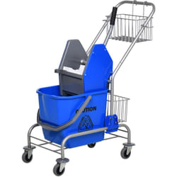HOMCOM Carrello Lavapavimenti con Secchio 26L, Strizzatore e Cestini a Rete Blu