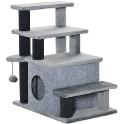 Pawhut - Scala per Cani con Gradino Rimovibile, Pallina e Area Interna Grigia