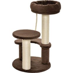 PawHut Tiragraffi per Gatti 3 Livelli con Lettino Peluche e Pali Sisal Marrone