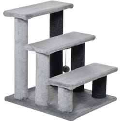 Scaletta per Gatti a 3 Gradini con Pallina in Flanella 45x40x48cm Grigio - Pawhut