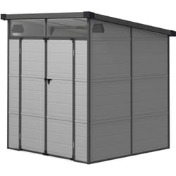 Outsunny - Capanno da Giardino in Plastica con Finestre e Blocco 1.9x1.9m Grigio