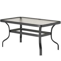 Outsunny - Tavolino da Giardino Rettangolare con Piano in Vetro Temperato Nero