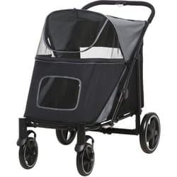 Pawhut - Passeggino Cani Pieghevole con Ingressi a Cerniera Grigio Scuro